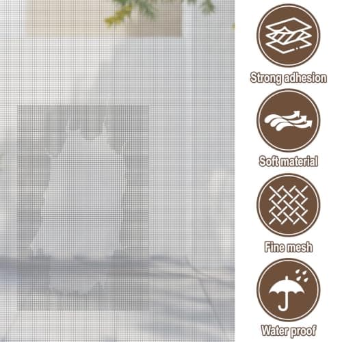 8 Sheets Window Screen Repair Patches Kit, Gray 7in x 5in Fiberglass Mesh Repair Patches, Heavy Duty Self Adhesive Screen Tape, Quick Fix Tears Holes for Window Screen Door Mosquito Net — view 3