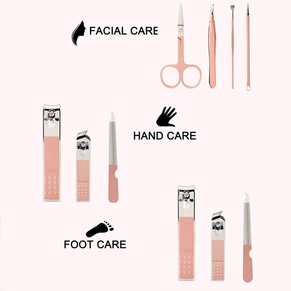 Juego de cortaúñas de acero inoxidable para mujeres y hombres, herramientas de cuidado personal con estuche de viaje portátil, herramientas de manicura y pedicura, kit de aseo para mujeres y hombres — view 3