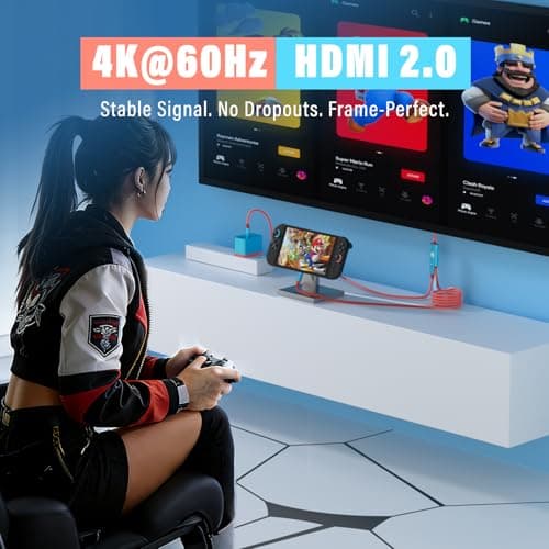 BGGUANG Switch 2 Dock Portable USB-C to HDMI Cable TV Docking Station Compatible with Nintendo Switch 2,OLED/Steam Deck/ROG Ally X /4K@60Hz / HDMI 2.0 / USB 3.0 5Gbps / PD 3.0 100W TV Travel Dock — view 3