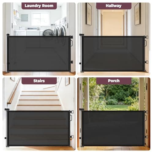 Retractable Baby Gates for Doorways, 58" Extra Wide Mesh Child Dog Gate for Stairs, 34" Tall Toddler Pet Gate Indoor and Outdoor, Easy Install, Essential for Home Safety, Black — view 6