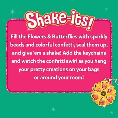 Skillmatics Shake-its – Glitter Craft Kit for Kids, DIY Arts & Crafts with Keychains, Mess-Free Activity, Travel Toy, Flowers & Butterflies, Birthday Gifts for Girls & Boys Ages 4, 5, 6, 7, 8, 9 — view 8