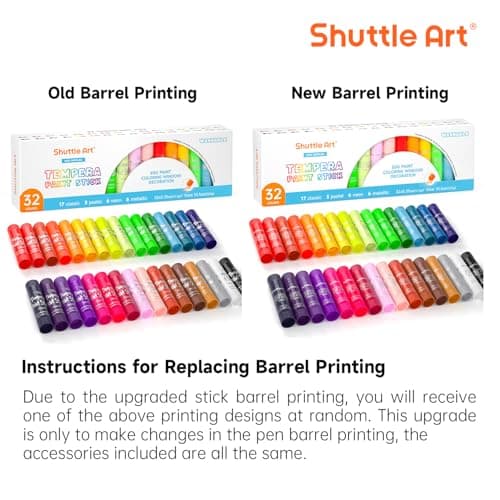 Shuttle Art Tempera Paint Sticks, 32 Colors Solid Tempera Paint for Kids, Super Quick Drying, No-Toxic, Works Great on Paper Wood Glass Ceramic Canvas — view 2