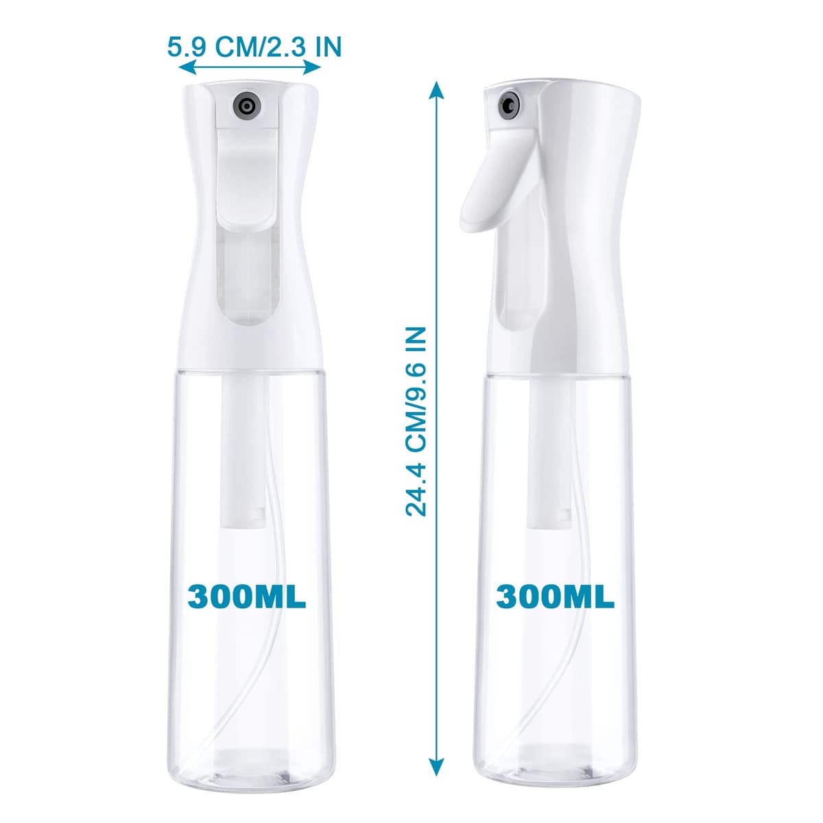 URAQT Botella Pulverizador Agua Peluqueria, 300ml Fina Niebla Pulverizador Continuo, Frascos de Spray Vacio Recargable para el Cabello, Peinado, Planta, Mascota, Limpieza(blanco) — view 3