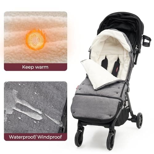 Momcozy Stroller Footmuff Universal | Easily Attaches to Most Strollers | Ultra-Plush,Weather-Proof Stroller Sleeping Bag | Deluxe Warm Stroller Bunting Bag | Extendable Cover Winter | Adjust-Buckle — view 3