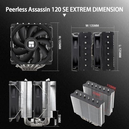 Thermalright Peerless Assassin 120 SE Extrem CPU Air Cooler with 6 Heat Pipes, Dual PWM Fans, AGHP heatpipe Technology, 154mm High Cooling, for AM5/AM4, Intel LGA1851/1700/1150/1151/1155/1156/1200 — view 5