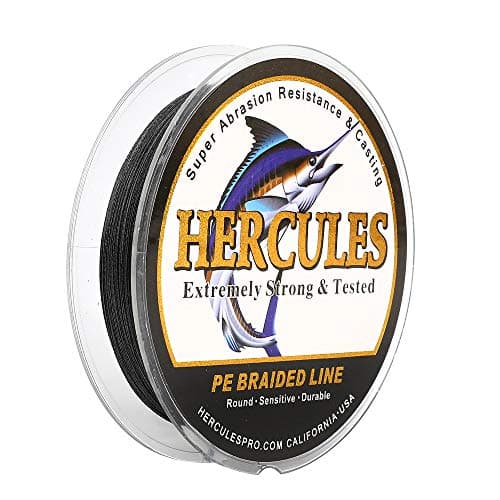 HERCULES Super Strong 500M 547 Yards Braided Fishing Line 20 LB Test for Saltwater Freshwater PE Braid Fish Lines 4 Strands - Black, 20LB (9.1KG), 0.20MM