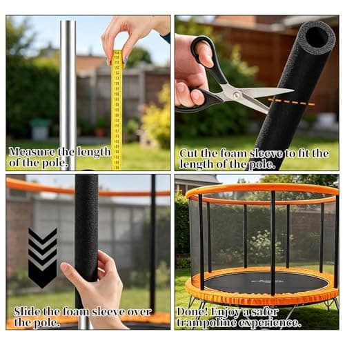 12pcs Trampoline Pole Foam Sleeves 88cm Length,34.6 Inch Waterproof Round Tube Protective Trampoline Spring Cover Padding,Trampoline Poles Replacement Parts for Indoor Playground (Blue) — view 2