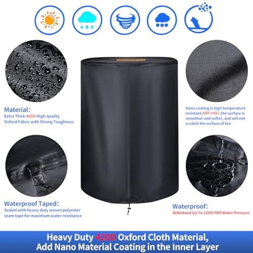 Tire Covers for Storage，Durable 420D Tire Storage Covers Waterproof Outdoor and Indoor,Universal Tire Covers Winter Storage with Waterproof Zipper,Air Vent (Holding 4 Tires Within 30 Inch Diameter) — view 3