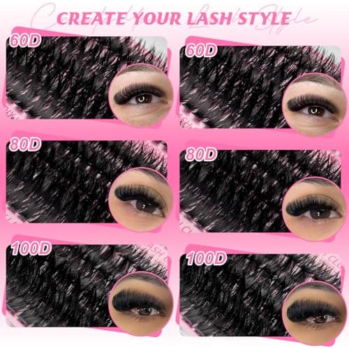 Fowendia Fluffy Lash Clusters Kit 60D 80D 100D 560PCS Cluster Lashes Kit with Lash Bond and Seal Volume Lash Extensions D Curl Eyelashes Individual Lashes Natural Look DIY Eyelash Extensions(FSMT04) — view 3