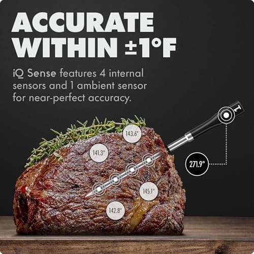 CHEF iQ Sense | Smart Wireless Meat Thermometer | 2 Ultra-Thin Probes | WiFi Unlimited Range | 1000°F Heat Safe | 5 Sensors | BBQ, Grill, Oven, Smoker, Air Fryer | Gen3