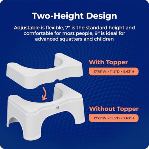 Squatty Potty The Original Bathroom Toilet Stool - Adjustable 2.0, Convertible to 7" or 9" Height with Removable Topper for Adults and Kids White — view 7