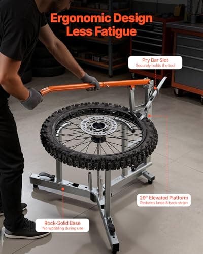 VEVOR Dirt Bike and Dual Sport Tire Changer, Fits for 16"-21" Wheels, 15/17/20/25 mm Axles, Heavy Duty Dirt Bike Tire Changing Tool Kit with Bead Breaker, Irons, Protective Sleeves, and Storage Bag — view 4