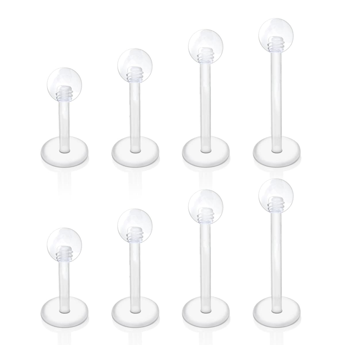 Besyvvin Lip Bars Labret Studs 16G Stainless Steel Plastic Flat Back Helix Tragus Cartilage Earring Stud 4-12MM Monroe Medusa Piercing Jewellery Silver Gold — view 14
