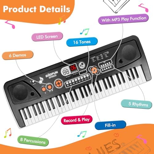 Drmukie 61 Key Beginner Keyboard Piano Toy for Kids with LCD & Microphone — view 4