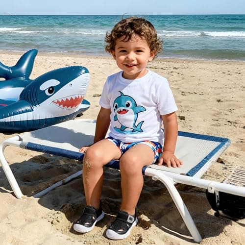 JOINFREE Toddler Water Shoes Wide Toe Box Barefoot Kids Sandals Quick-Dry Aqua Sneakers with Anti-Collision Toe for Swim Pool Beach Splash Pad Non-Slip Boys Girls Outdoor Walking Black Size 7