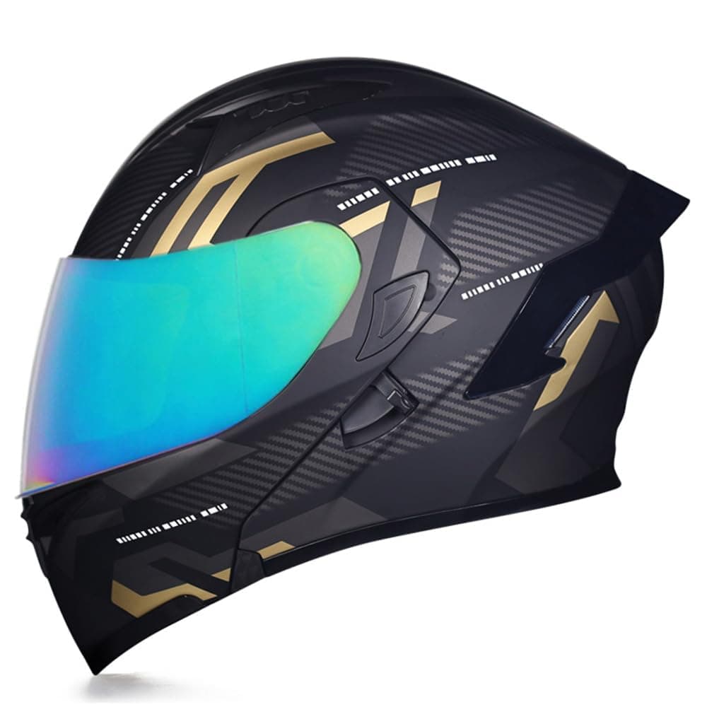 Full Face Flip Up Motorcycle Modular Helmet Integrated Motorbike Dual Visor for Adults Men Women Moped Street Racing DOT Approved — view 29