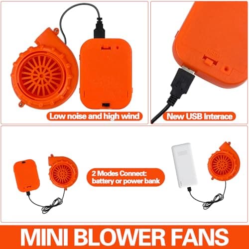 Bnikion Mini Blower Fan for Dinosaur Costume Inflatable Game Clothing Suits Halloween Cosplay Party Supplies, Orange — view 3