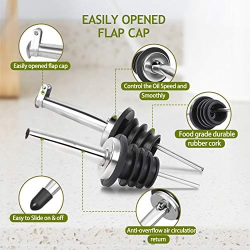AOZITA 17oz Clear Glass Olive Oil Dispenser Bottle - 500ml Oil & Vinegar Cruet with Pourers and Funnel - Olive Oil Carafe Decanter for Kitchen — view 4