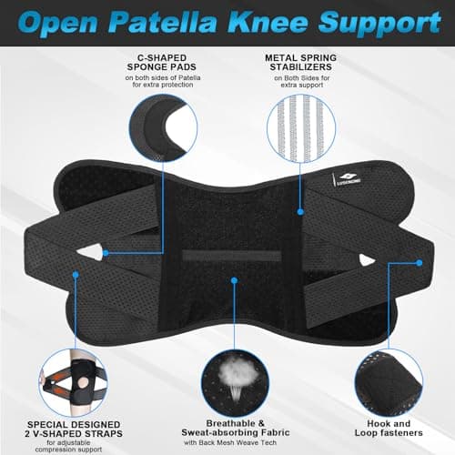 Knee Brace with Side Stabilizers, Adjustable Knee Support for Men/Women, Compression Knee Braces Support for Meniscus Tear, Arthritis, ACL/MCL, Knee Pain Relief,Running,Weightlifting,Sports — view 4