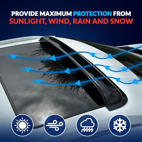 Car Rain Guard & Sunroof | Outside Mount Window Visor Side Deflectors | Waterproof Sunroof Cover Rain Shields Compatible with 2004-2008 Acura TSX | 5 Pcs Set, WSV-556, Dark Smoke — view 6