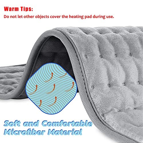 24"x12" Heating Pad, Electric Heating Pad for Dry & Moist Heat, Electric Heat Pad with Multiple Temp & Timer Settings, Auto Off, Silver Gray — view 2
