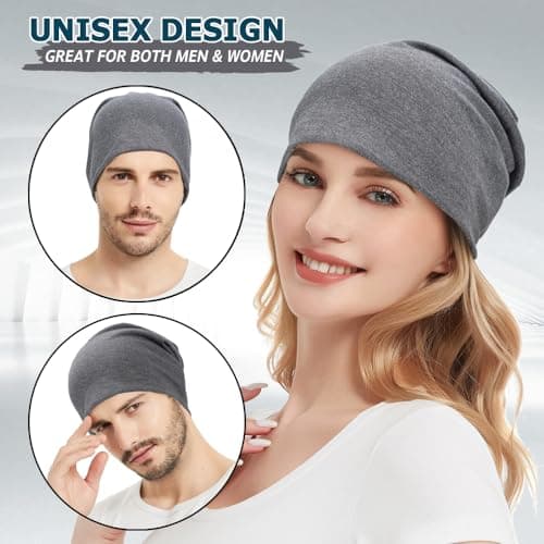 EINSKEY Slouchy Beanie for Men & Women, Lightweight Oversize Thin Cotton Chemo Hats Soft Night Cap Comfortable Sleeping Hat — view 3