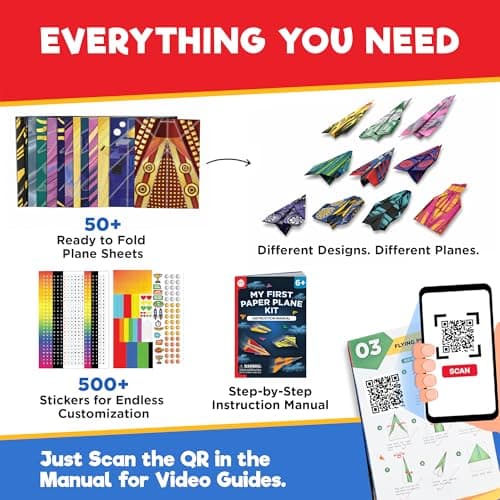 Doctor Jupiter My First Paper Airplane Book Kit for Kids Ages 4+ | Travel Toy Activities for 6-7-8-9-10 Year Old Boys & Girls | Make & Fly 50+ Paper Airplanes with 500+ Stickers — view 4