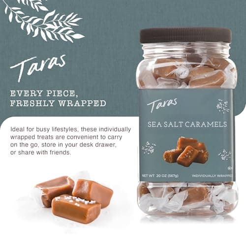 Taras Gourmet Sea Salt Caramels | All Natural Candy | Creamy & Individually Wrapped with Real Butter (20 oz) — view 4