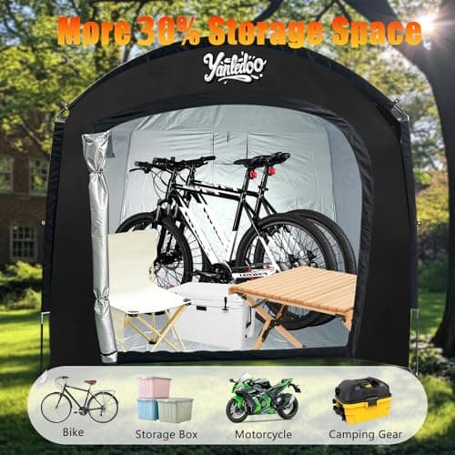 Yanledoo Bike Storage Tent for 2-5 Bikes, Outdoor Waterproof Shelter(Black) — view 4