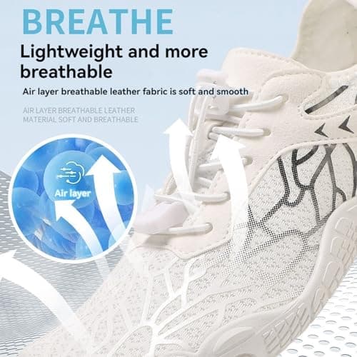 HF Stride Shoes Women Slip On Wide Toe Box Shoes Women Hike Barefoot Sneakers Healthy & Non-Slip Barefoot ShoesWomen Hiking Footwear Men Lightweight Walking Sneakers Unisex B-Gray — view 3