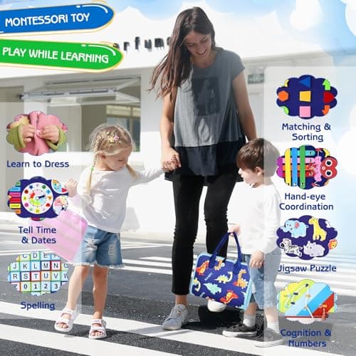 Esjay Busy Board for Toddlers, Montessori Toys for Boys, Sensory Book Toy Educational Activities for Fine Motor Skills Learning, Birthday Gifts for Boys Toddler, Toys for Travel Airplane Car — view 4