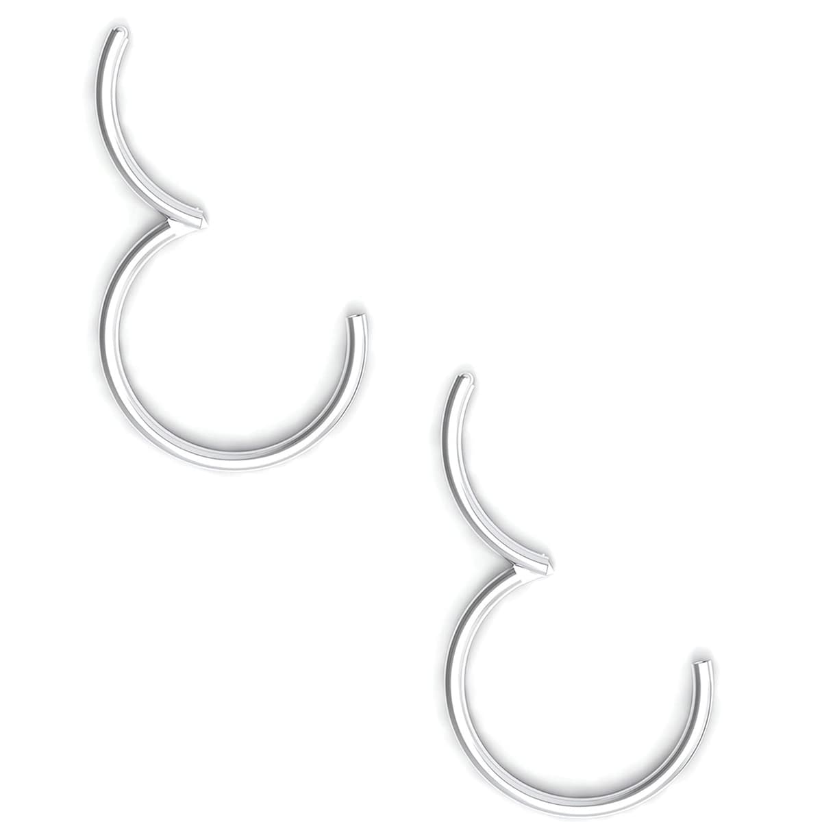 Body CAC 0.8mm/1.0mm/1.2mm/1.6mm/2.0mm/3.0mm/4.0mm/5.0mm/6.0mm Steel Hypoallergenic Clicker Hinged Nose Septum Ring Hoop with Colour Gold-Silver tone-Black-Rose gold — view 8