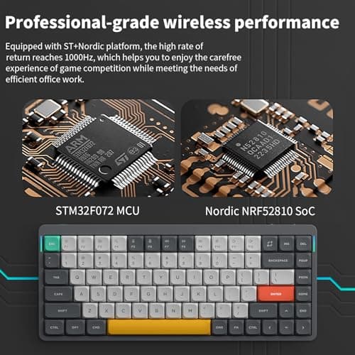 nuphy Air75 V2 Portable 75% Mechanical Keyboard,Wireless Keyboard,Supports Bluetooth/2.4G/USB-C RGB Bluetooth Keyboards,Compatible with Windows/Mac OS/Linux Systems-Grey Gateron Wisteria Switch — view 3