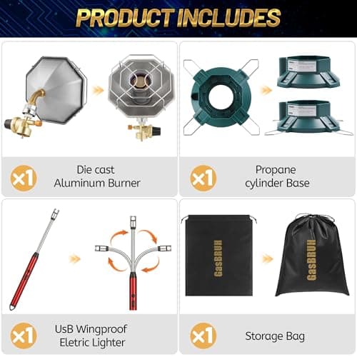 GasBRUH Portable Propane Heater with Windproof Lighter for Outdoor, Camping, Fishing, 6200BTU Outdoor Cordless Gas Heater for Camping,Hunting,Tents(TANK not Included) — view 2