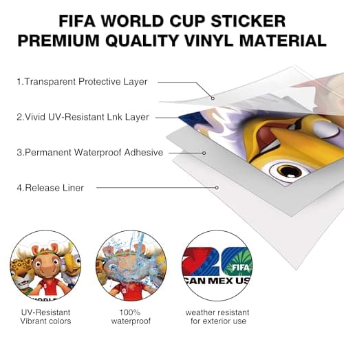 FIFA World Cup 26 Car Stickers, Official Licensed Product, New York New Jersey Theme, Mascot and Trophy Design (FIFA 2026, FIFA-A) — view 5