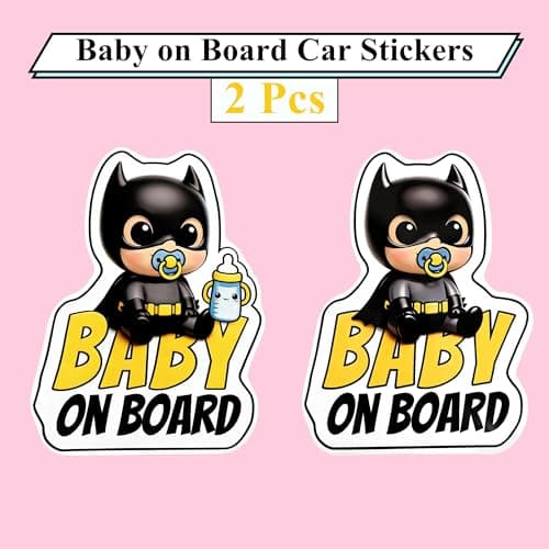 2-Pack Baby on Board Car Stickers, Reflective & Waterproof Vinyl Baby on board Signs, Self-adhesive Warning Stickers for Car Window & Bumper, Essential Baby Car Accessories for Safety Awareness