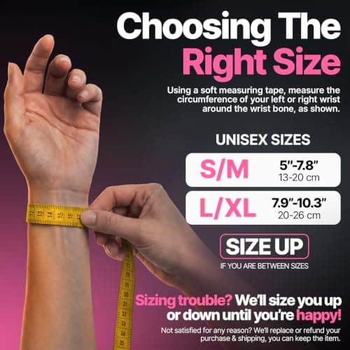 DR. BRACE Adjustable Wrist Brace Night Support for Carpal Tunnel, FSA & HSA Eligible, Doctor Developed, Upgraded with Double Splint & Therapeutic Cushion, Hand Brace for Pain Relief, Injuries, Sprains (S/M Right Hand, Black-Pink) — view 5