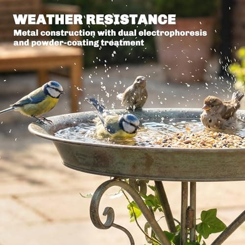 Outsunny 30" Tall Bird Bath with Bird Statue and Decorative Stand, Vintage Garden BirdBath Bowl Pedestal, Freestanding Bird Feeder for Garden Yard Patio, Cool Ash Green — view 4