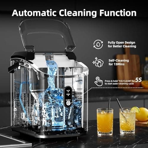 Antarctic Star Nugget Ice Maker Countertop with Soft Chewable Ice, Portable Sonic Ice Maker with Basket and Scoop, Removable Top Cover, Auto-Cleaning for Home/Party/RV/Camping (Stainless Steel Silver) — view 4