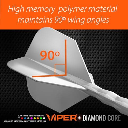 Viper Diamond Core Integrated Dart Flight & Shaft System - Precision Darting Accessory with Tough Polymers for Enhanced Performance, Set of 3, Medium Shaft, Slim Flight, Black — view 3