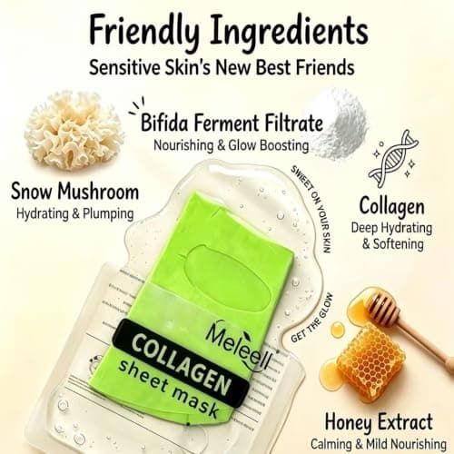 Meleell 7-Color Collagen Face Masks Skincare Set,Gentle for Sensitive Skin, Deep Hydrating Spa Facial Mask for Dry Skin, Bridesmaid & Birthday Gifts for Women, Teens, Kids-— Self-Care & Party Favors — view 3