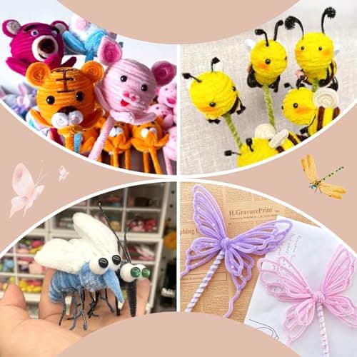100 Pieces Pipe Cleaners Chenille Stem, Beige Color Pipe Cleaners Set for Pipe Cleaners DIY Arts Crafts Decorations, Chenille Stems Pipe Cleaners (7 mm x 12 Inch) — view 5