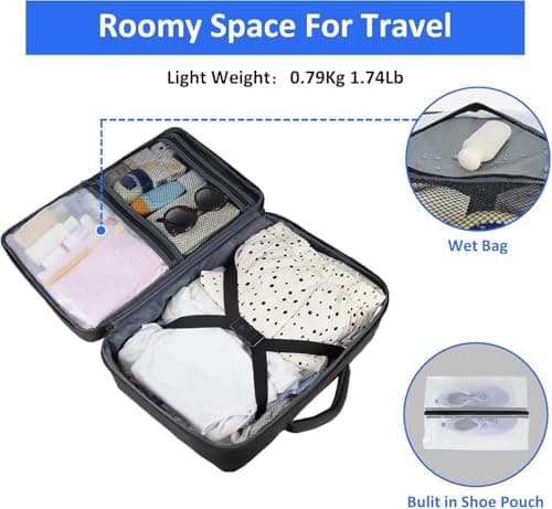 Travel Laptop Backpack, Airplane Approved Travel Backpack Suitcase For Men Women, Lightweight College 35l Luggage Bag 15.6 inch Laptop Backpack Gifts For Casual Business, Black — view 3