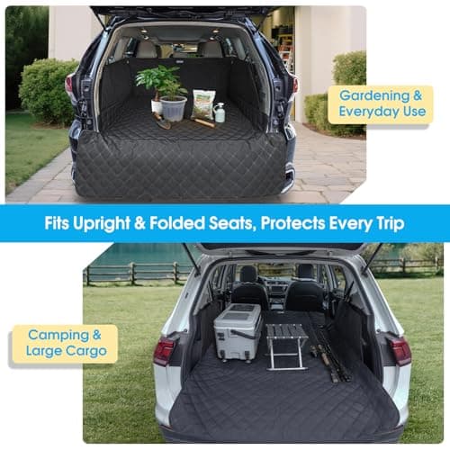 ALLANSING SUV Cargo Liner for Dogs - Heavy-Duty 900D Oxford Waterproof Pet Cargo Protector with 3-Sided Zippered All-Round Protection & TPU Suction Cups, Fits Midsize & Large SUVs and Minivans — view 2