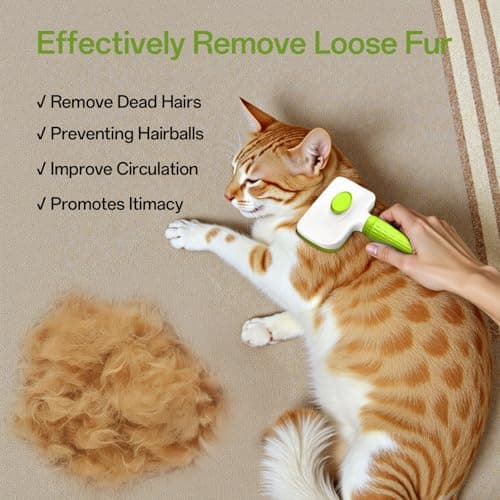 ACE2ACE Dog Brush, Cat Brush for Shedding Long and Short Haired, Self-Cleaning Dog Slicker Brush, Removes Loose Fur for Puppy, Cockapoo, Labrador, Golden Retriever, Pomeranian, Poodle, Rabbits, Green — view 5