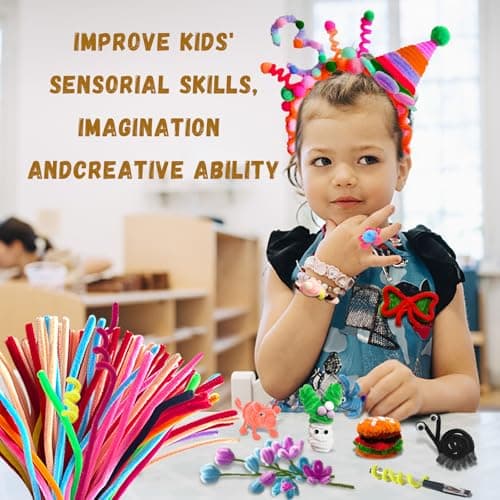 Pipe Cleaners Craft Bulk,Kids Toys & Games Gifts,200pcs Arts Crafts,Chenille Stems Art Supplies for Projects Creative DIY Room Decor,Christmas Decorations,Juegos para Niños Fidget Toys for Ages 5-7 — view 2