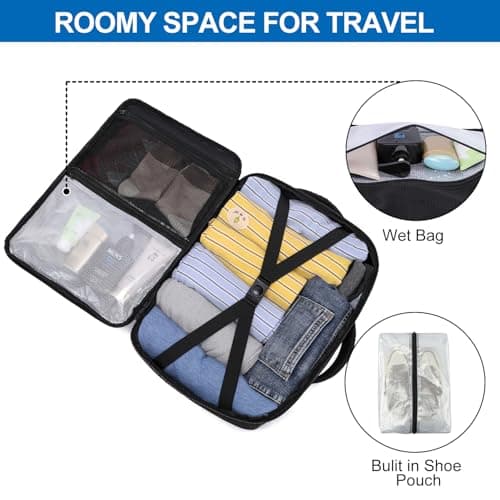 Travel Backpack for Men,Airplane Approved Carry On Backpack Suitcase with Shoe Pouch, Luggage Bag TSA 15.6inch Laptop Mochila Flight Approved Personal Item Travel Bag Bookbag Travel Essentials,Black — view 3