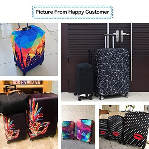 Explore Land Travel Luggage Cover Suitcase Protector Fits 27-30 Inch Luggage (Black Polygonal, L) — view 6