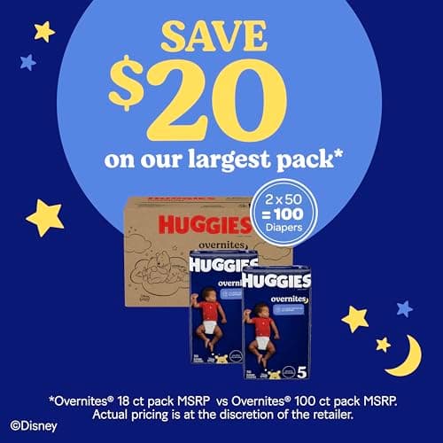 Huggies Overnites Size 5 Overnight Diapers (27+ lbs), 50 Ct, Packaging May Vary — view 3