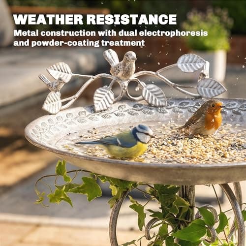 Outsunny 32" Tall Bird Bath with Bird Statues and Decorative Stand, Vintage Garden BirdBath Bowl Pedestal, Freestanding Bird Feeder for Garden Yard Patio, Brown — view 4